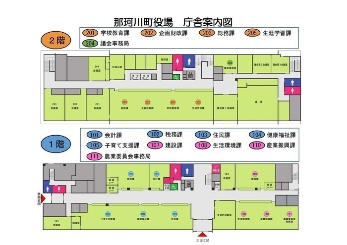 那珂川町役場庁舎案内図